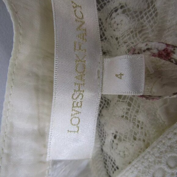 NEW LOVESHACKFANCY Womens Tandra Romantic V-Neck Blouse Size 4 Antique White - Picture 7 of 13